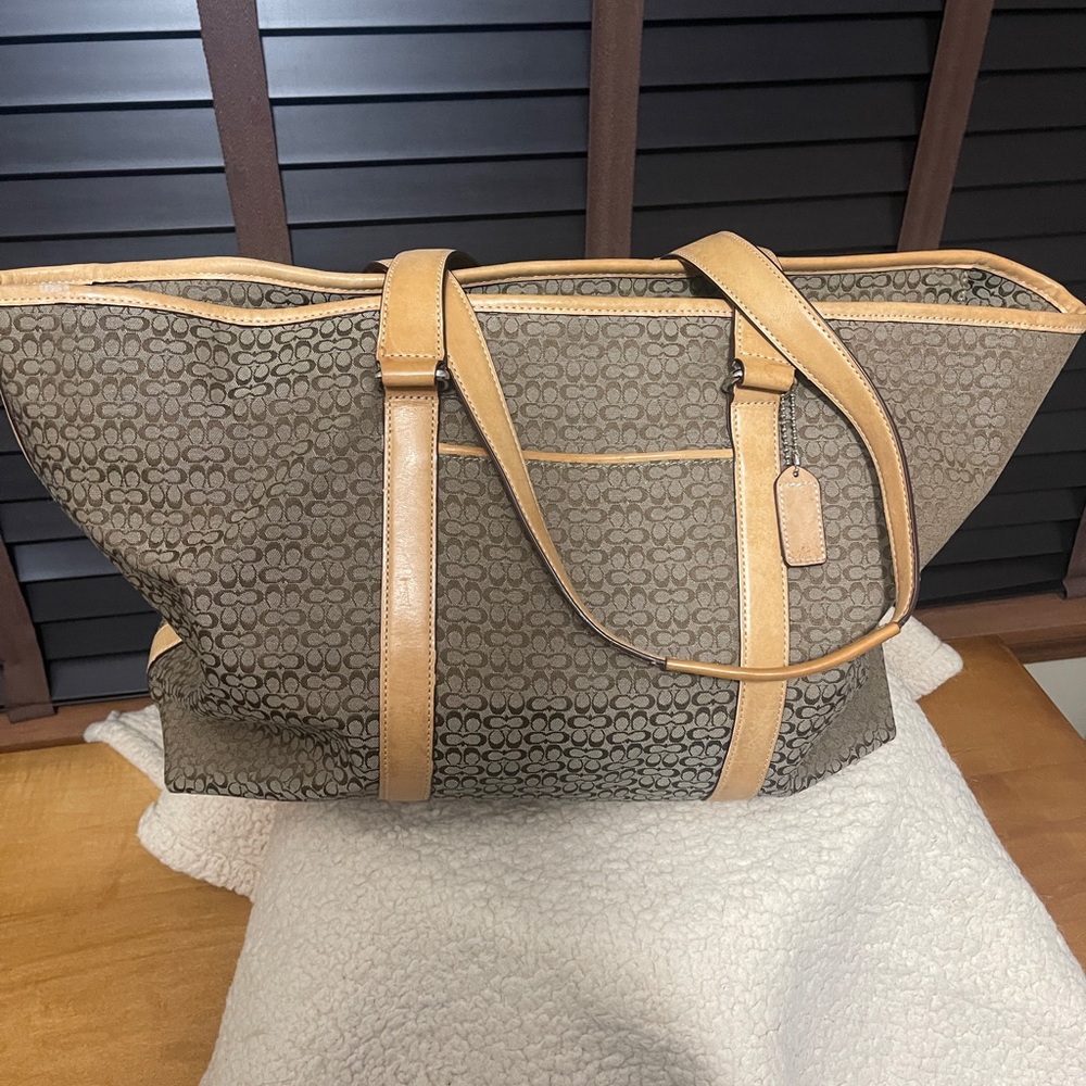 Coach Brown and Tan Signature Tote
